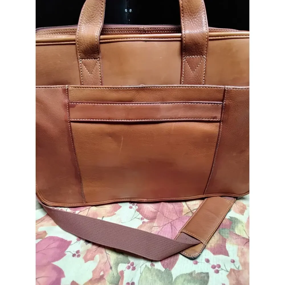 Wilson Leather Vintage Briefcase Messenger Laptop Computer bag Cognac brown